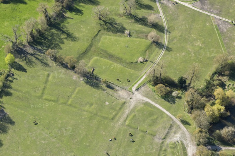 Medieval moat and settlement earthworks, Manor Farm, Great Kimble, Buckinghamshire, 2018