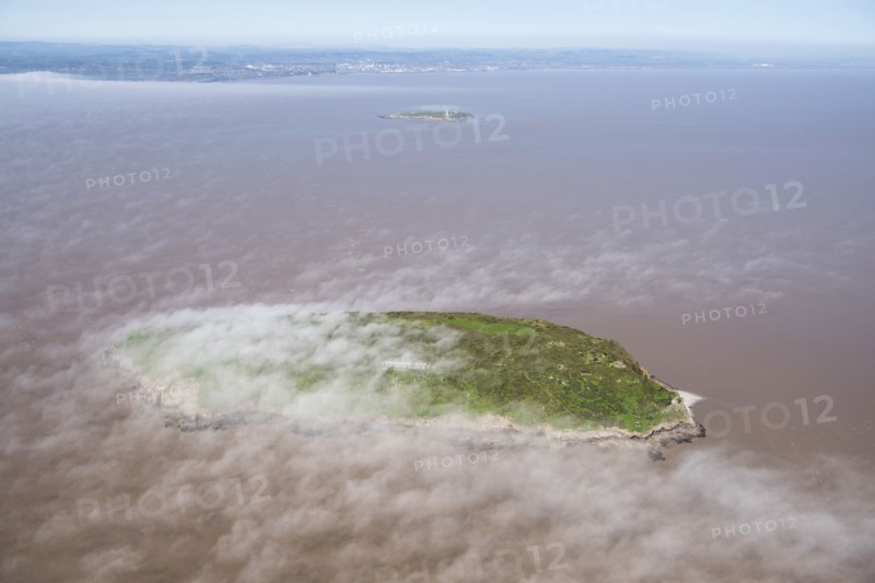 Low cloud over the island of Steep Holm, North Somerset, 2018