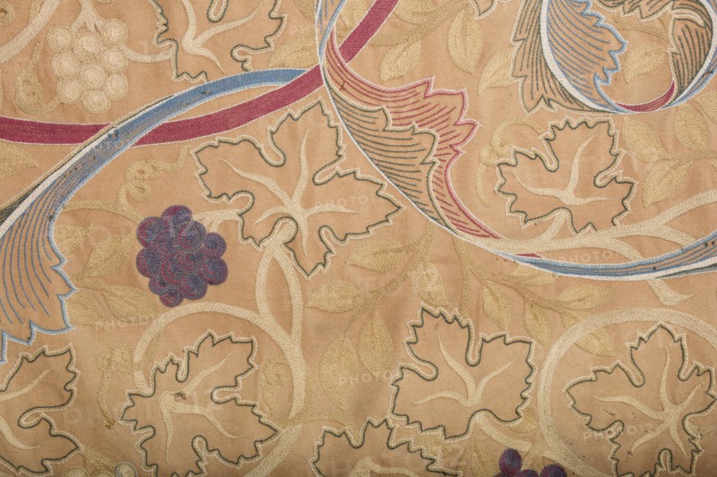 Embroidery in the church chancel, designed by William Morris, Lanercost Priory, Cumbria, 2017