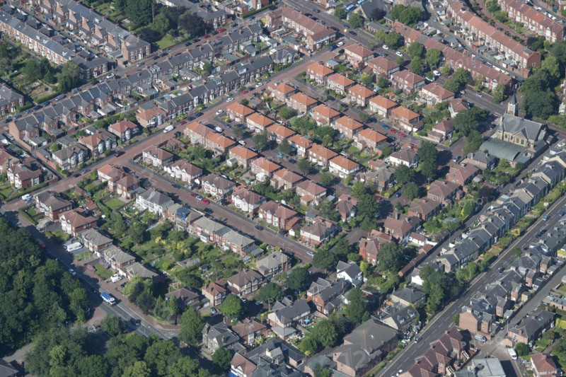 Rows of semi-detached houses, Gateshead, Tyne and Wear, 2015
