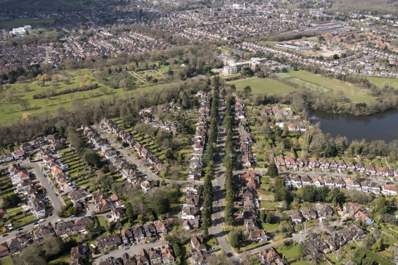 Canons Drive and the landscape park at Canons Park, Harrow, London, 2018