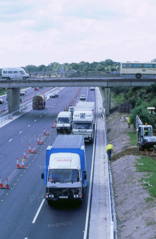 Contraflow system on M27 motorway. Artist: Unknown.