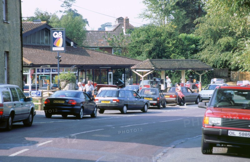 Fuel crisis 2000. Queues for petrol. Artist: Unknown.