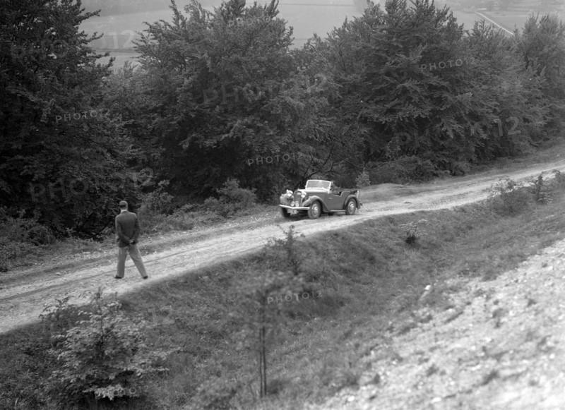 1936 Talbot 10 1185 cc competing in a Talbot CC trial. Artist: Bill Brunell.
