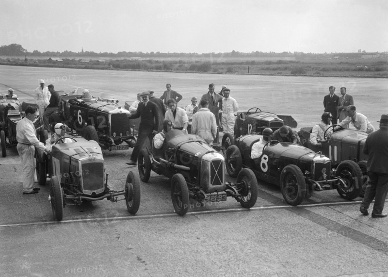 Frazer-Nash, Samson and Riley cars at an Inter-Club Meeting, Brooklands, 20 June 1931. Artist: Bill Brunell.