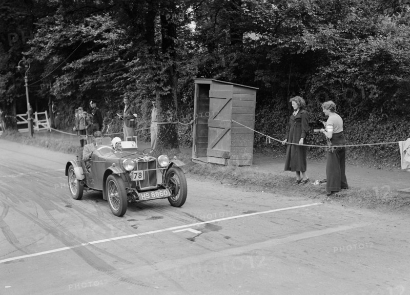 EC Haesendonck's MG PB competing at the MCC Torquay Rally, July 1937. Artist: Bill Brunell.