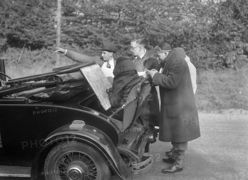 Wolseley Hornet taking part in the Bugatti Owners Club car treasure hunt, 25 October 1931. Artist: Bill Brunell.