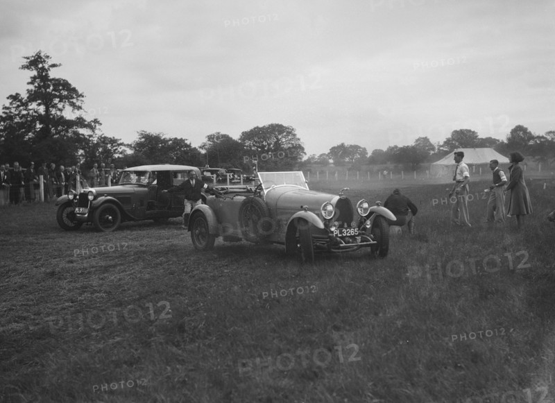 Bugatti Type 44 and Alvis FWD taking part in the Bugatti Owners Club gymkhana, 5 July 1931. Artist: Bill Brunell.
