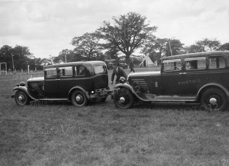 Two Singer Super Sixes at the Bugatti Owners Club gymkhana, 5 July 1931. Artist: Bill Brunell.