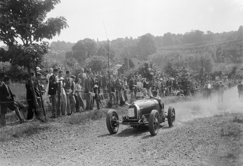 Bugatti Type 35, Bugatti Owners Club Hill Climb, Chalfont St Peter, Buckinghamshire, 1935. Artist: Bill Brunell.