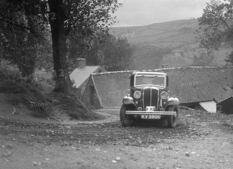 1932 Standard Nine taking part in a Standard Car Owners Club trial. Artist: Bill Brunell.