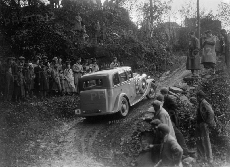 1934 Standard Sixteen taking part in a Standard Car Owners Club trial. Artist: Bill Brunell.