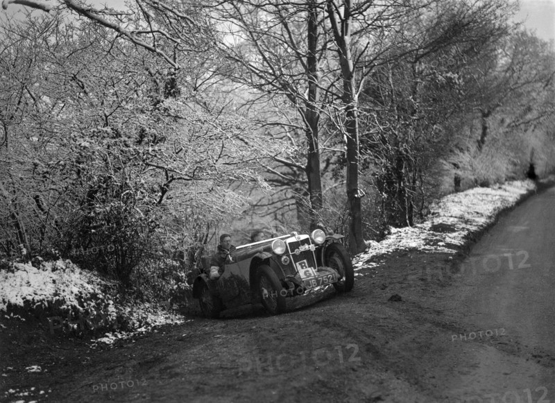 1935 MG PB of the Cream Cracker Team taking part in a motoring trial, late 1930s. Artist: Bill Brunell.