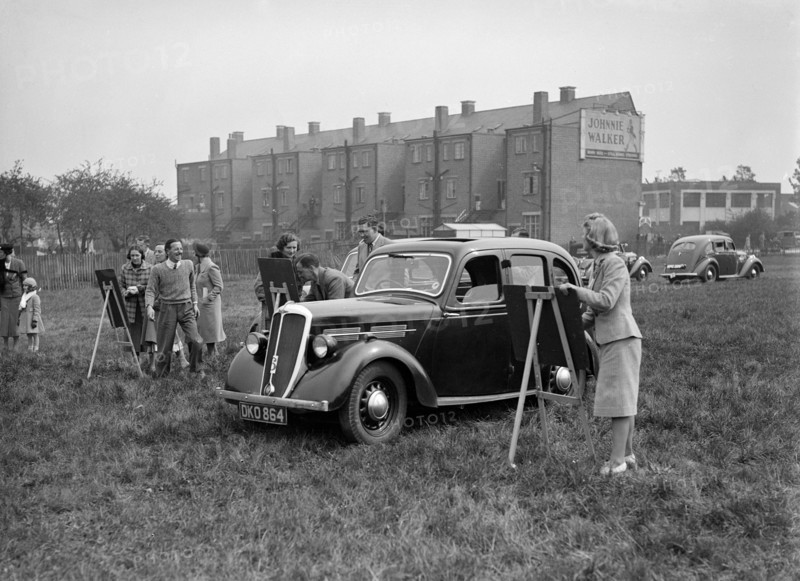 Standard Flying Ten at the Standard Car Owners Club Gymkhana, 8 May 1938. Artist: Bill Brunell.