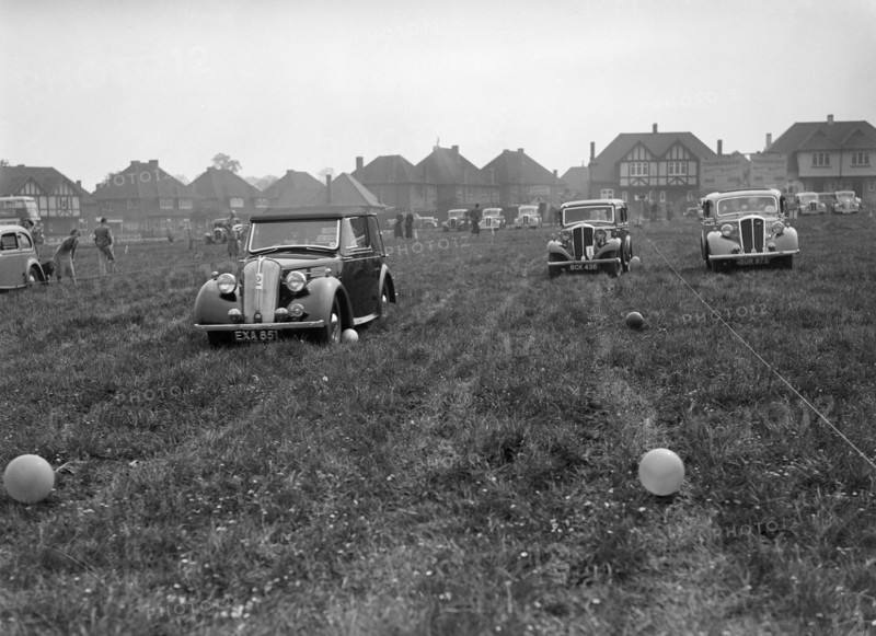 Two Standard Twelves and a Standard Nine at the Standard Car Owners Club Gymkhana, 8 May 1938. Artist: Bill Brunell.