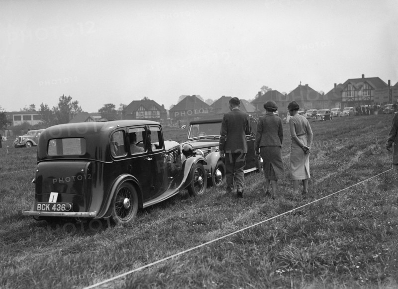 Standard Nine and Standard Flying Twelve at the Standard Car Owners Club Gymkhana, 8 May 1938. Artist: Bill Brunell.