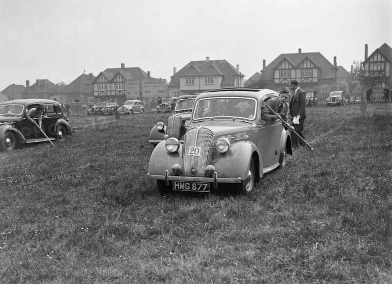 Standard Flying Twelve at the Standard Car Owners Club Gymkhana, 8 May 1938. Artist: Bill Brunell.