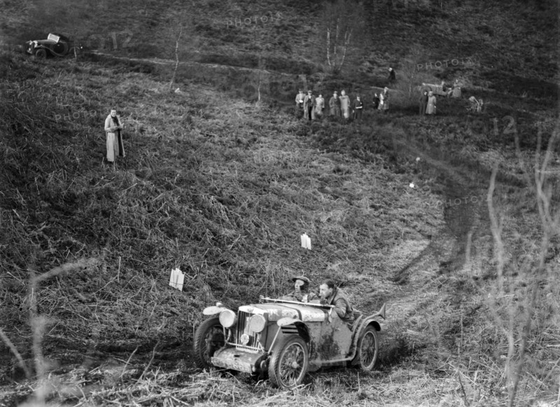 MG J2 taking part in a motoring trial, late 1930s. Artist: Bill Brunell.