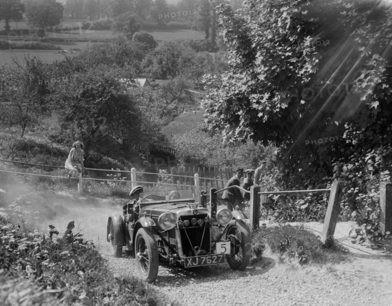 1933 Crossley Ten taking part in a West Hants Light Car Club Trial, Ibberton Hill, Dorset, 1930s. Artist: Bill Brunell.