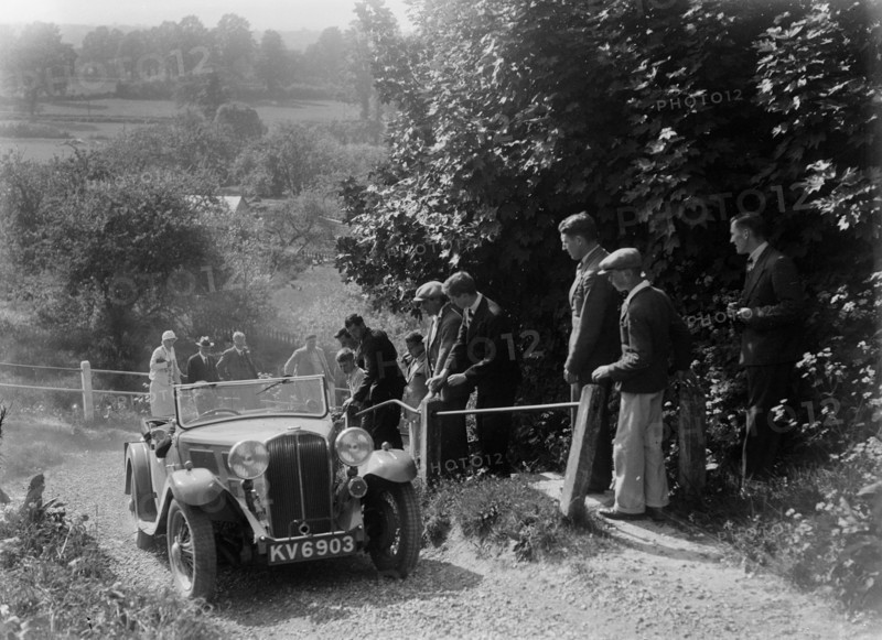 Triumph 2-seater taking part in a West Hants Light Car Club Trial, Ibberton Hill, Dorset, 1930s. Artist: Bill Brunell.