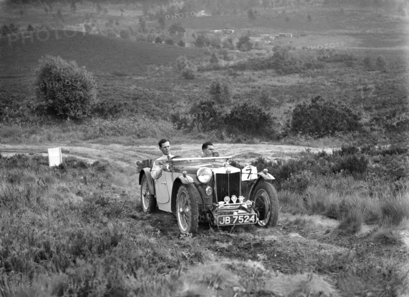 1935 MG PB of the Cream Cracker team taking part in the NWLMC Lawrence Cup Trial, 1937. Artist: Bill Brunell.