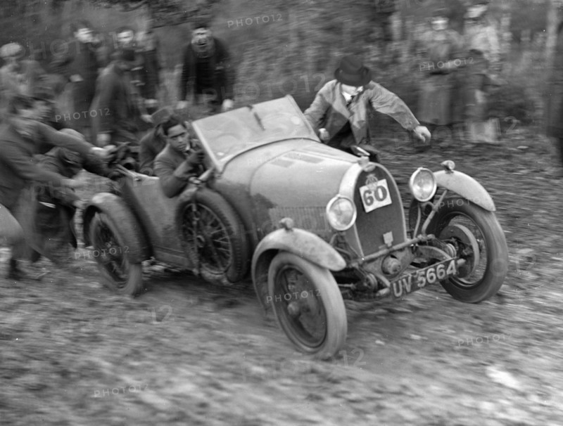 1929 Bugatti Type 40 open 4-seater Grand Sport taking part in the Inter-Varsity Trial, 1930. Artist: Bill Brunell.