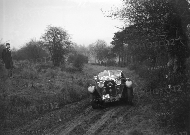 Standard Avon of J Priestly at the Sunbac Colmore Trial, near Winchcombe, Gloucestershire, 1934. Artist: Bill Brunell.