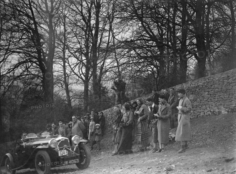 Wolseley Hornet of HK Crawford on Nailsworth Ladder, Sunbac Colmore Trial, Gloucestershire, 1934. Artist: Bill Brunell.