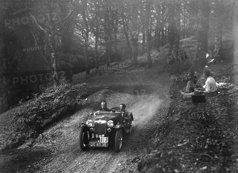 MG PA taking part in the B&HMC Brighton-Beer Trial, Fingle Bridge Hill, Devon, 1934. Artist: Bill Brunell.