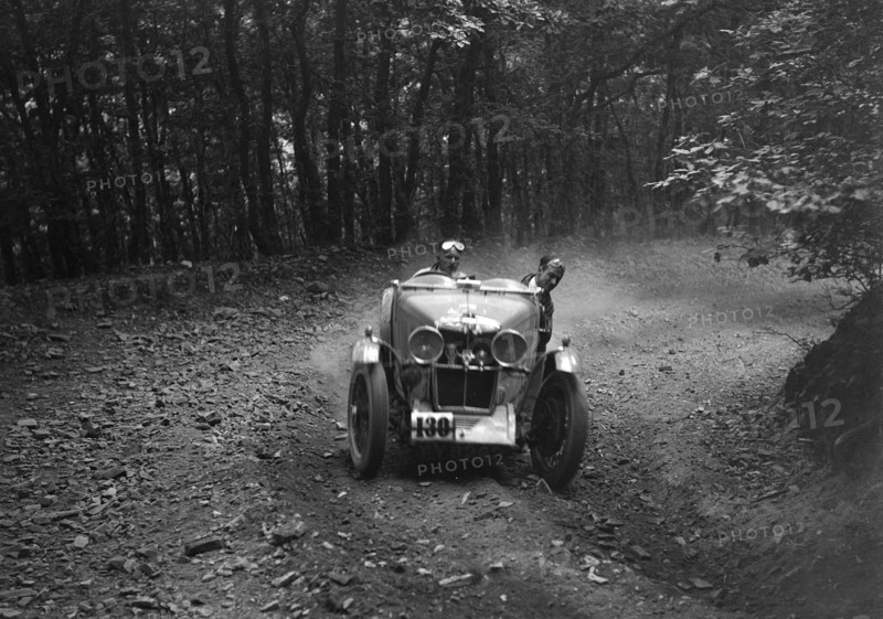MG J2 competing in the B&HMC Brighton-Beer Trial, Fingle Bridge Hill, Devon, 1934. Artist: Bill Brunell.