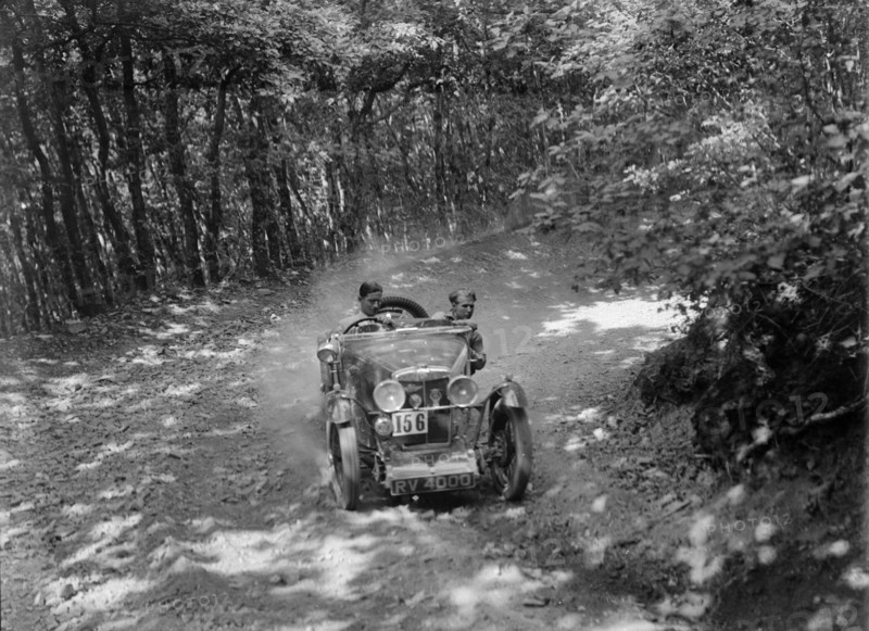 MG J2 competing in the B&HMC Brighton-Beer Trial, Fingle Bridge Hill, Devon, 1934. Artist: Bill Brunell.