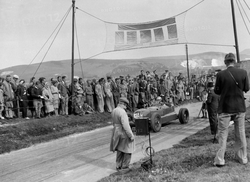 CK Mortimer's Alta with twin rear wheels on the start line at the Lewes Speed Trials, Sussex, 1938. Artist: Bill Brunell.
