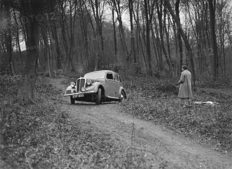 1937 Standard Twelve at the Standard Car Owners Club Southern Counties Trial, 1938. Artist: Bill Brunell.