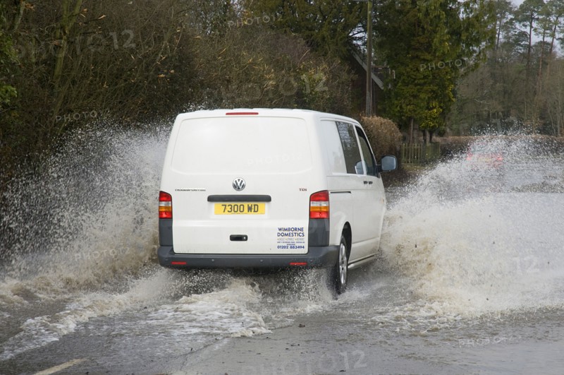 Van driving through Floods at Beauleu 2008. Artist: Unknown.