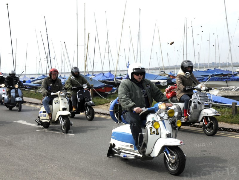 Group of Mods on their Scooters at Mudeford 2008. Artist: Unknown.