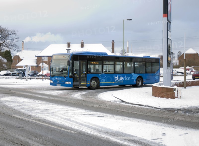 Solent Blue line Bus in snowy weather conditions
