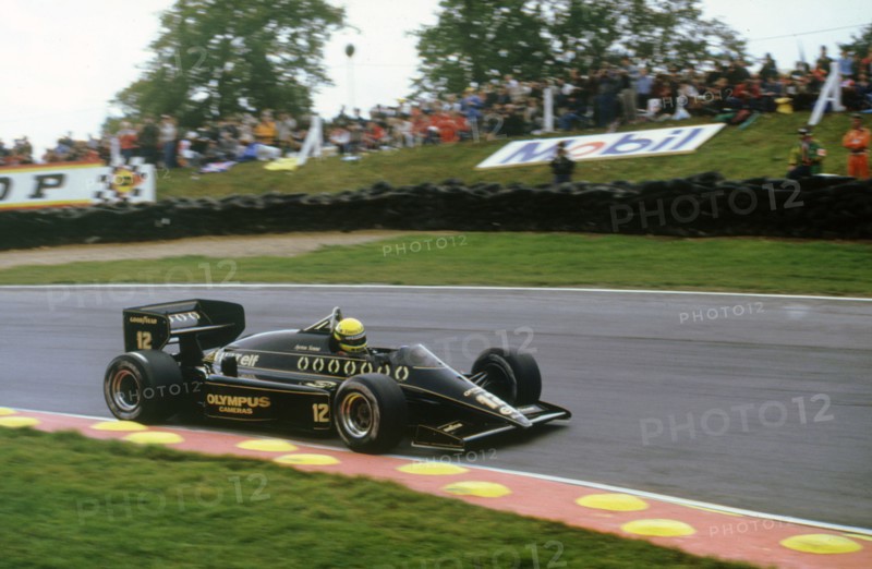Ayrton Senna in the Lotus 97T Renault at 1985 European Grand Prix Brands Hatch Artist: Unknown.