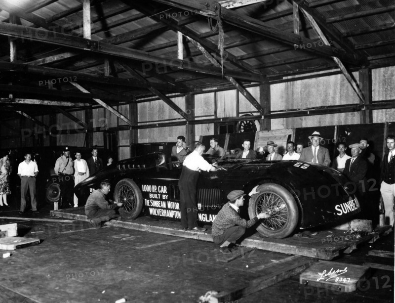 Sunbeam 1000hp World Land speed record attempt at Daytona 1927 Artist: Unknown.
