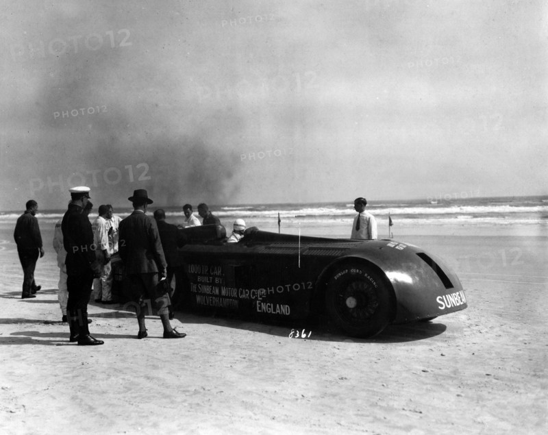 Sunbeam 1000hp World Land speed record attempt at Daytona 1927 Artist: Unknown.