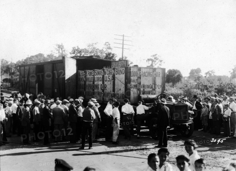 Sunbeam 1000hp World Land speed record attempt at Daytona 1927 Artist: Unknown.