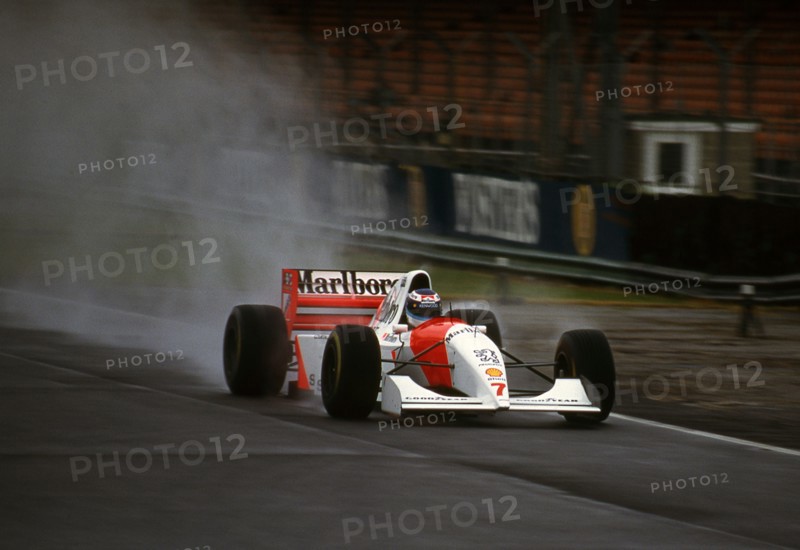 1994 McLaren Peugeot MP4-9 Mika Hakkinen, tyre testing at Silverstone Artist: Unknown.