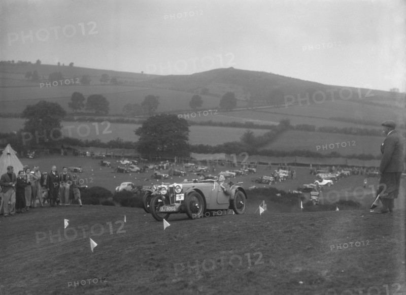 MG J2 competing in the MG Car Club Rushmere Hillclimb, Shropshire, 1935. Artist: Bill Brunell.