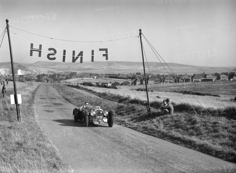 Atalanta of GAT Weldon competing at the Bugatti Owners Club Lewes Speed Trials, Sussex, 1937. Artist: Bill Brunell.
