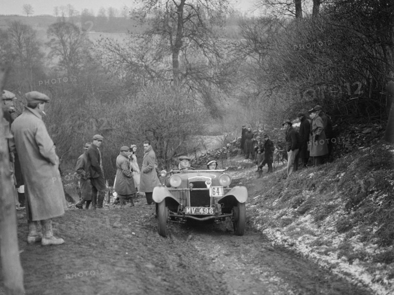 Frazer-Nash Boulogne II of P Lees competing in the Sunbac Colmore Trial, Gloucestershire, 1933. Artist: Bill Brunell.