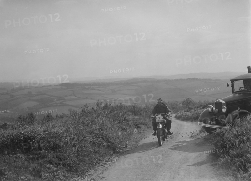 499 cc Rudge of R Holden competing in the MCC Torquay Rally, 1938. Artist: Bill Brunell.