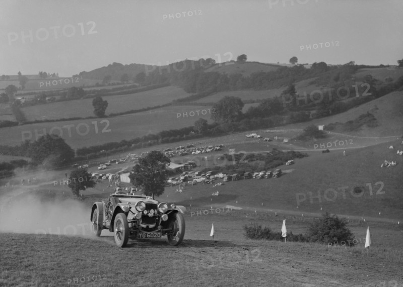 Frazer-Nash TT replica competing in the MG Car Club Rushmere Hillclimb, Shropshire, 1935. Artist: Bill Brunell.