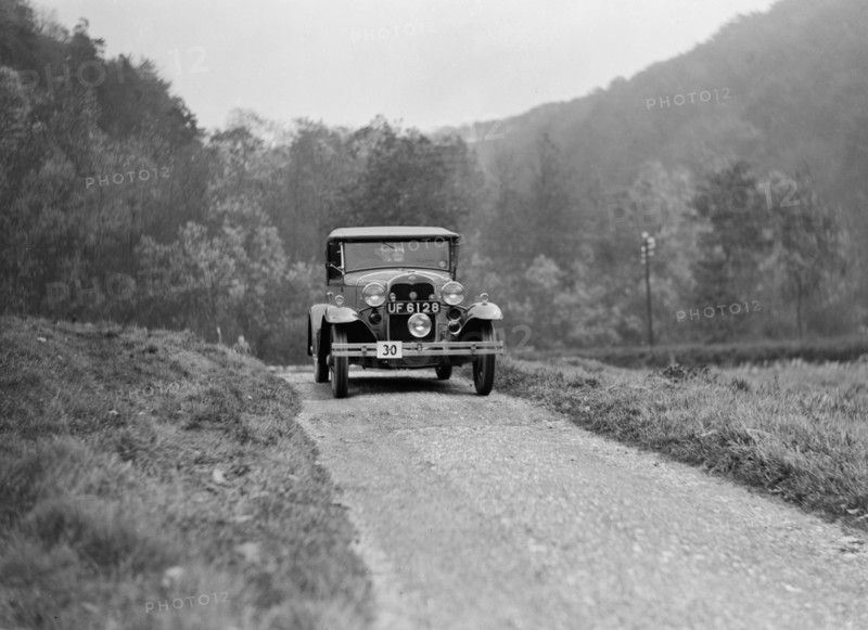 Ford Model A of EAL Midgely competing in the MCC Sporting Trial, 1930. Artist: Bill Brunell.
