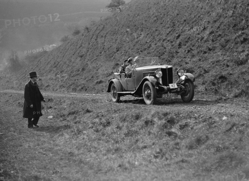 MG 18/80 of CF Dobson competing in the MCC Sporting Trial, 1930. Artist: Bill Brunell.