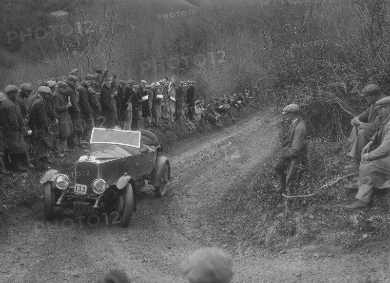 Vauxhall 30/98 of E Long competing in the MCC Lands End Trial, 1935. Artist: Bill Brunell.