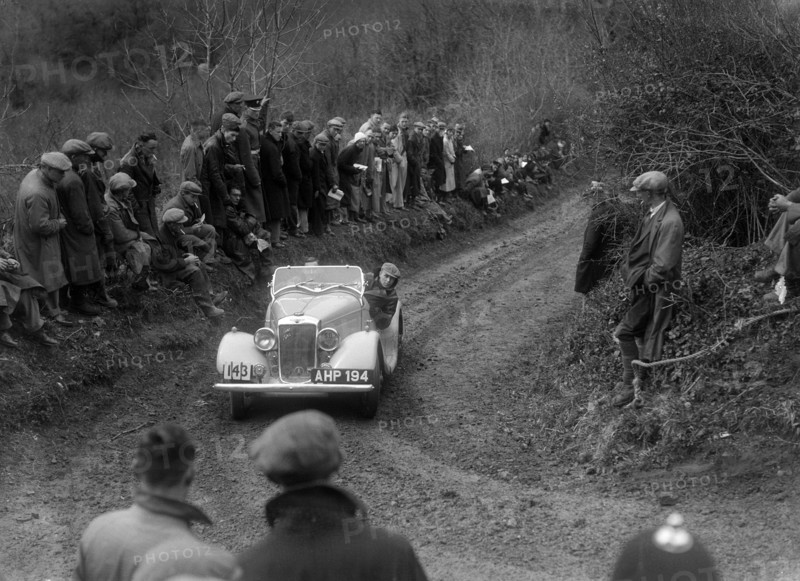 Hillman Aero Minx of V Wherry competing in the MCC Lands End Trial, 1935. Artist: Bill Brunell.